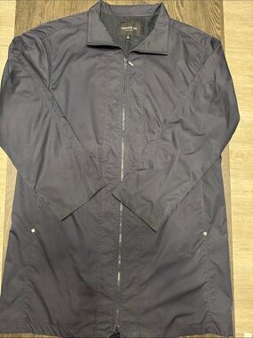 Lafayette 148 New York Navy Zip-Front Trench Coat